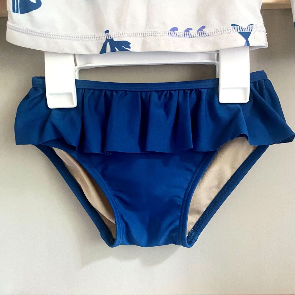 Tea Collection Nautical Themed Swimsuit Rash Guard Top w/ Tutu Bikini Bottoms - Picture 4 of 9